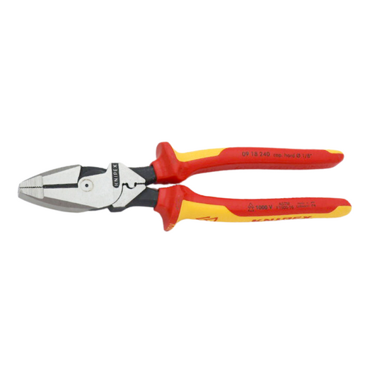 KNIPEX 09 18 240 US Pinza aislada de electricista mod. americano con mangos ergonómicos 1000V pavonada 240 mm (9.5″)