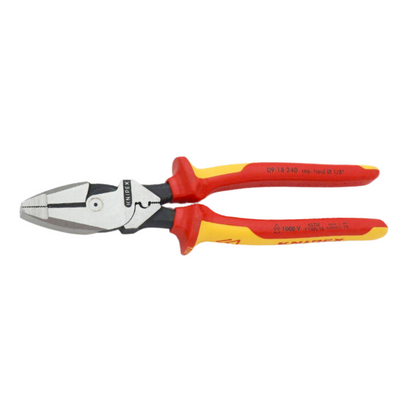 KNIPEX 09 18 240 US Pinza aislada de electricista modelo americano con mangos ergonómicos 1000V pavonada 240 mm (9.5″)