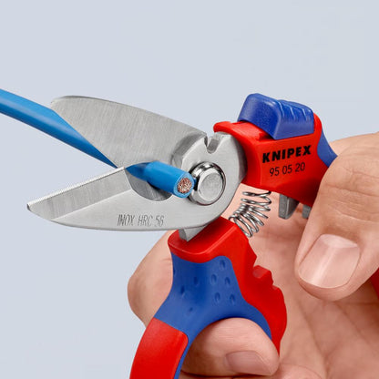 KNIPEX 95 05 20 SB Tijeras de electricista acodadas con mangos en dos componentes, reforzadas con fibra de vidrio pulido espejo 160 mm