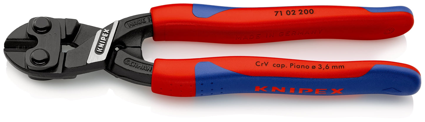 KNIPEX 71 02 200 Pinza CoBolt Cortapernos compacto con mangos  en dos componentes acabado pavonado 200 mm