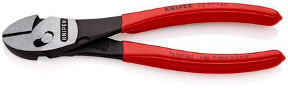 KNIPEX 73 71 180 Pinza de corte diagonal TwinForce de alto rendimiento con mangos de plástico acabado pavonado 180 mm