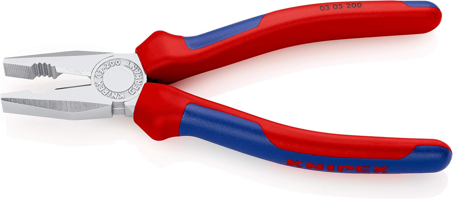 KNIPEX 03 05 200 SB Pinza universal con mangos ergonómicos cromada 200 mm (8″)