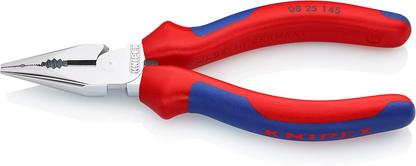 KNIPEX 08 25 145 SB Pinza universal de punta fina con mangos ergonómicos cromada 145 mm (5.75″)