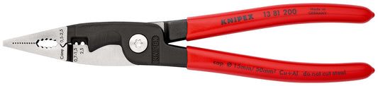 KNIPEX 13 81 200 SB Pinzas para instalaciones eléctricas recubierto de plástico acabado pavonado 200 mm