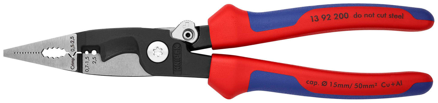 KNIPEX 13 92 200 Pinzas para instalaciones eléctricas Con fundas en dos componentes acabado pavonado 200 mm