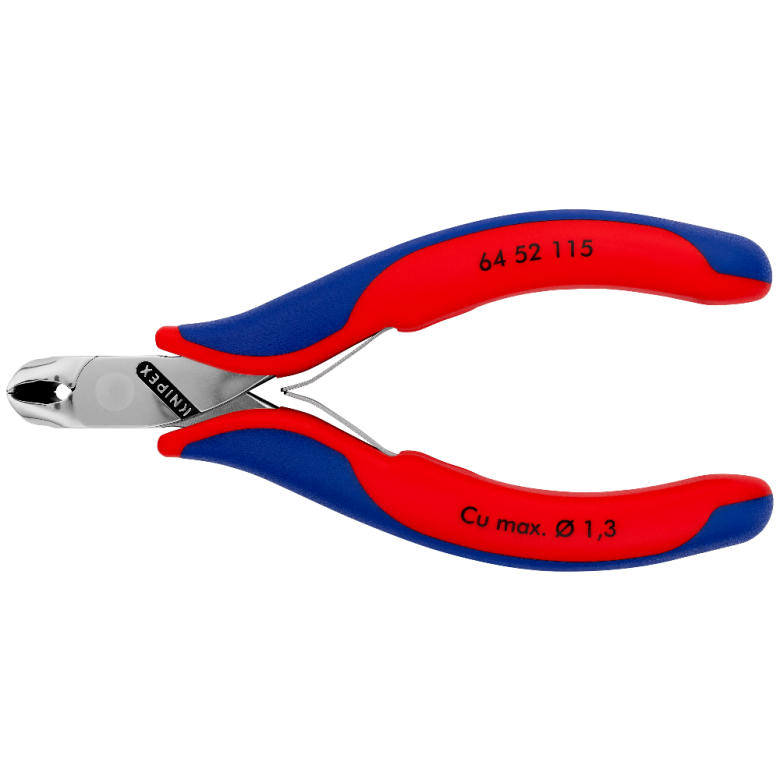 KNIPEX 64 52 115 Pinza de corte frontal tipo oblicuo para electrónica con mangos ergonómicos pulida 115 mm (4.5'')