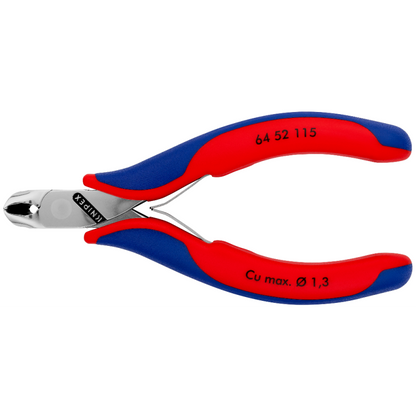 KNIPEX 64 52 115 Pinza de corte frontal tipo oblicuo para electrónica con mangos ergonómicos pulida 115 mm (4.5'')