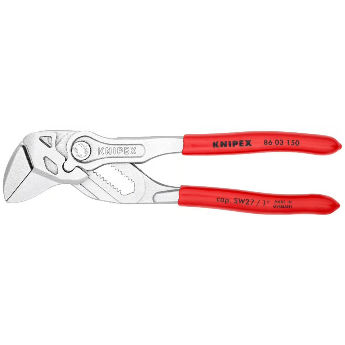 KNIPEX 86 03 150 Pinza de extensión y llave en una sola herramienta con mangos de plástico cromada 150 mm (6'')