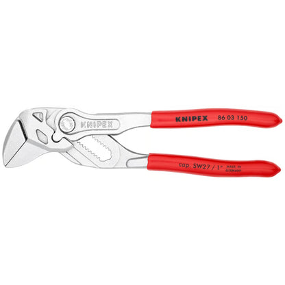 KNIPEX 86 03 150 Pinza de extensión y llave en una sola herramienta con mangos de plástico cromada 150 mm (6'')