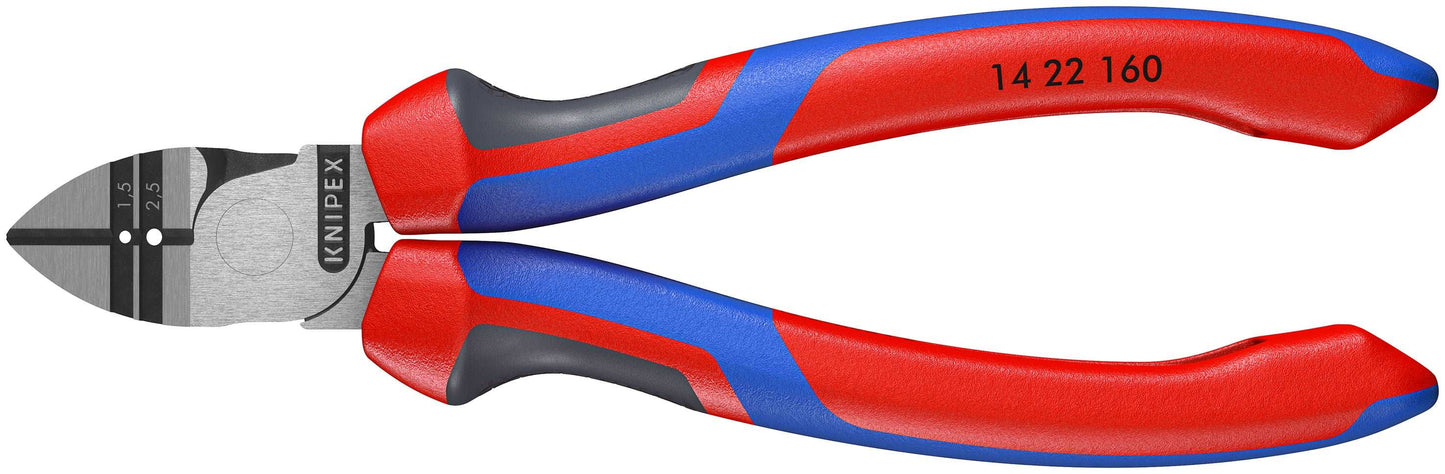 KNIPEX 14 22 160 Pinzas pelacables de corte diagonal con mangos confort acabado pavonado 160 mm