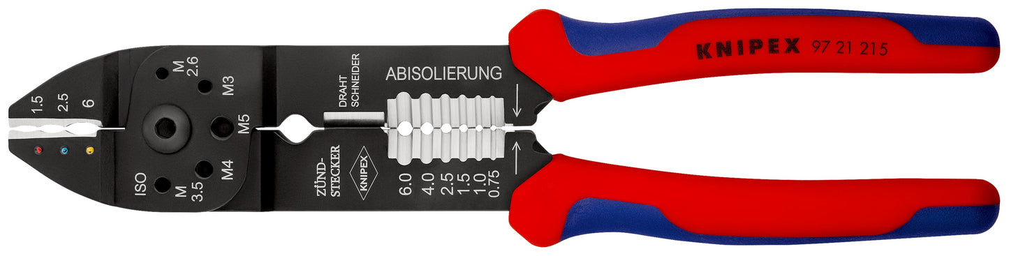 KNIPEX 97 21 215 Pinzas para engarzar terminales con mangos en dos componentes Negro, lacado 230 mm