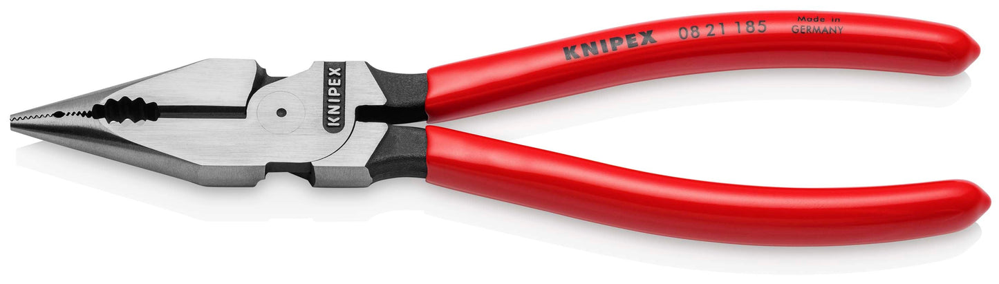 KNIPEX 08 21 185 SB Pinza universal de punta fina con mangos de plástico pavonada 185 mm (7.25″)