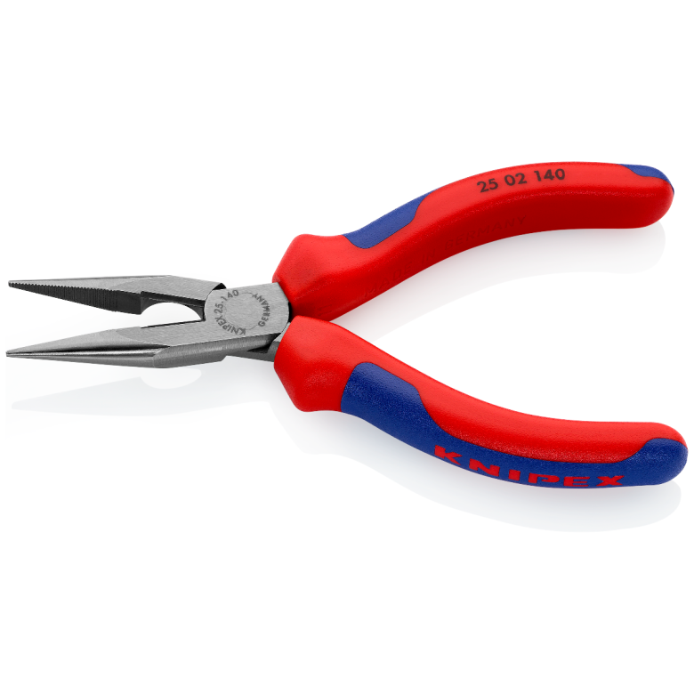 KNIPEX 25 02 140 SB Pinza de punta larga con filos de corte con mangos ergonómicos pavonada 140 mm (5.5″)