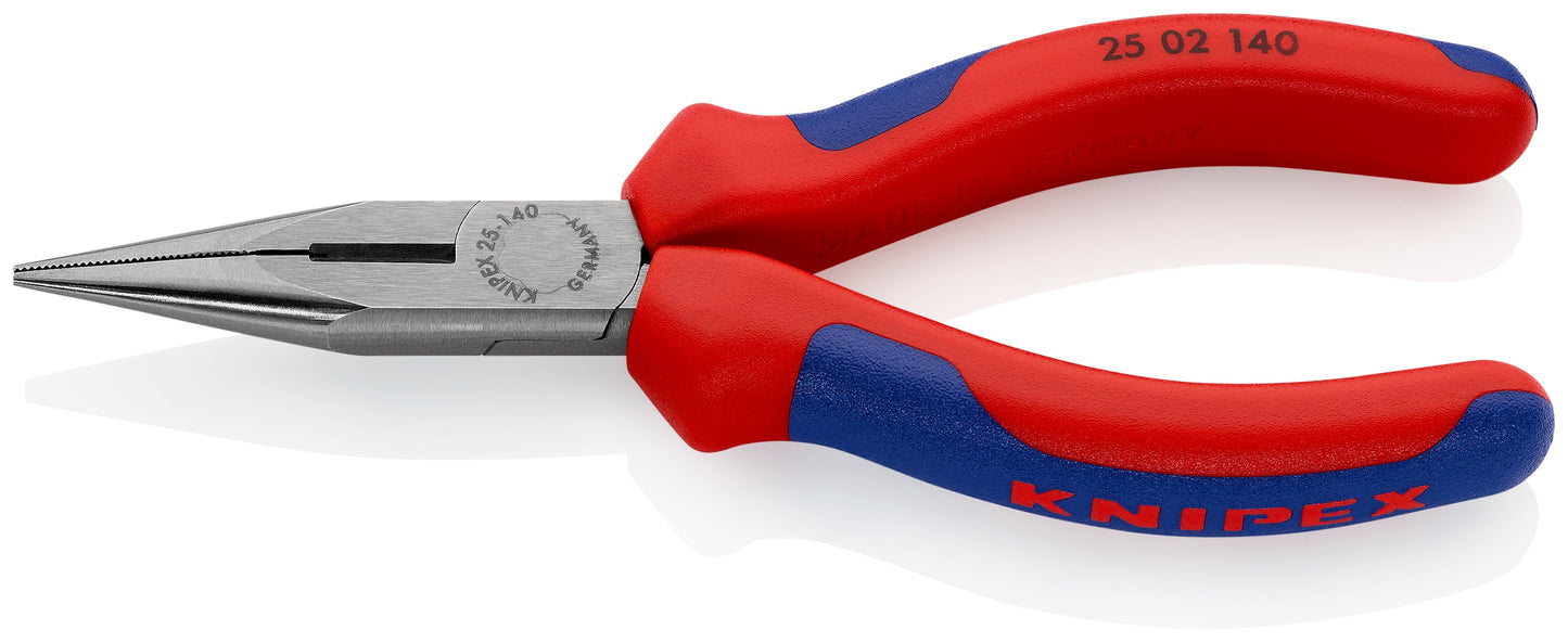 KNIPEX 25 02 140 SB Pinza de punta larga con filos de corte con mangos ergonómicos pavonada 140 mm (5.5″)
