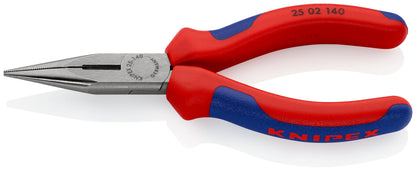 KNIPEX 25 02 140 SB Pinza de punta larga con filos de corte con mangos ergonómicos pavonada 140 mm (5.5″)