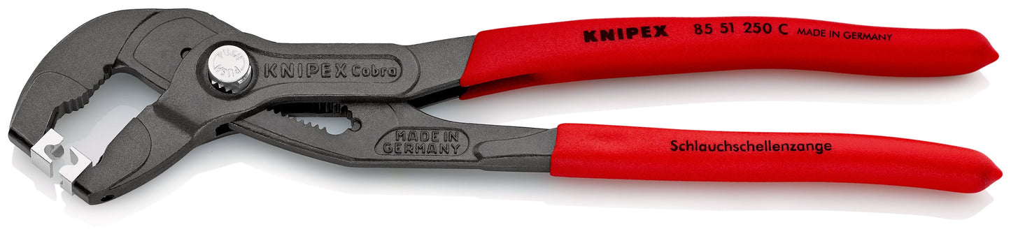 KNIPEX 85 51 250 C SB Pinza para abrazaderas Click con mangos de plástico antideslizante acabado pavonado 250 mm