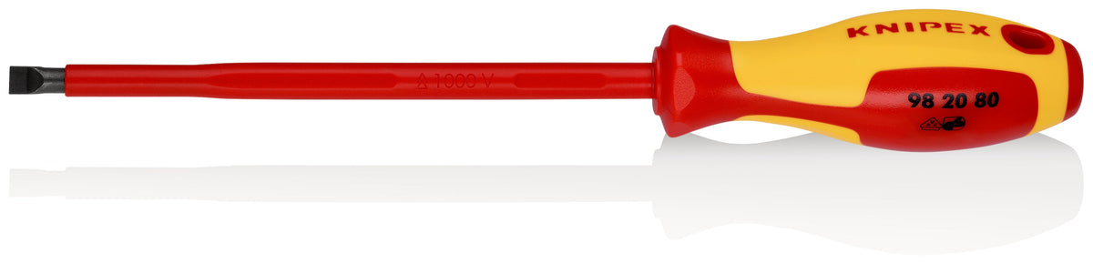 KNIPEX 98 20 80 Desarmador plano aislado con mango ergonómico 1000V bruñido 295 mm (11.5'')