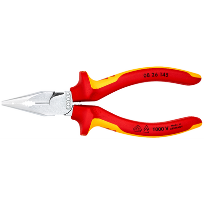 KNIPEX 08 26 145 SB Pinza aislada universal de punta fina con mangos ergonómicos 1000V cromada 145 mm (5.75″)