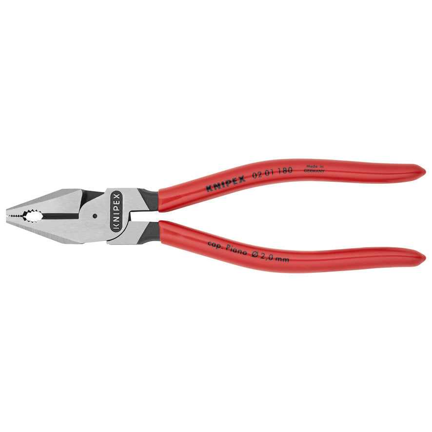 KNIPEX 02 01 180 SB Pinza universal de alta palanca con mangos de plástico pavonada 180 mm (7.25″)