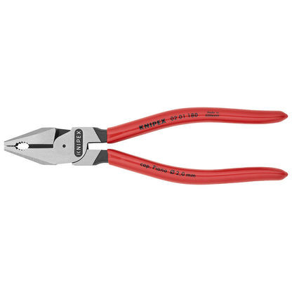 KNIPEX 02 01 180 SB Pinza universal de alta palanca con mangos de plástico pavonada 180 mm (7.25″)