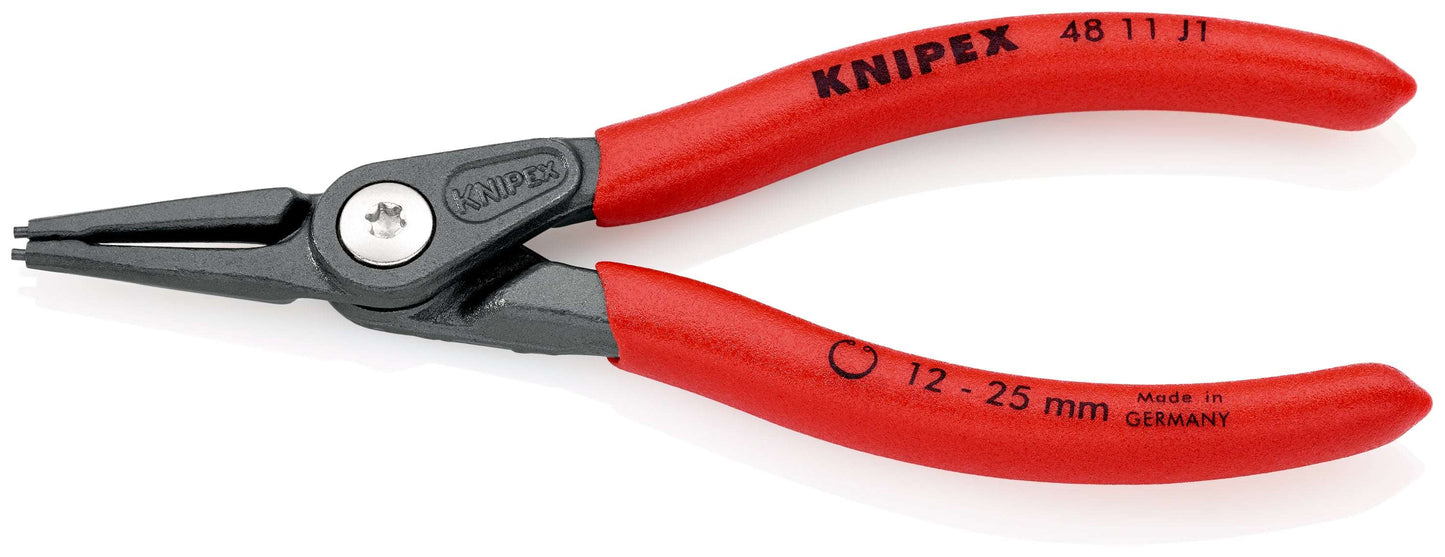 KNIPEX 48 11 J1 SB Pinza para anillos de retención interiores de precisión con puntas rectas con mangos de plástico pavonada 140 mm (5.5'')