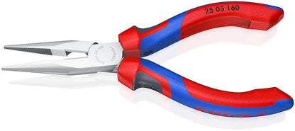 KNIPEX 25 05 160 SB Pinza de punta larga con filos de corte con mangos ergonómicos cromada 160 mm (6.25″)
