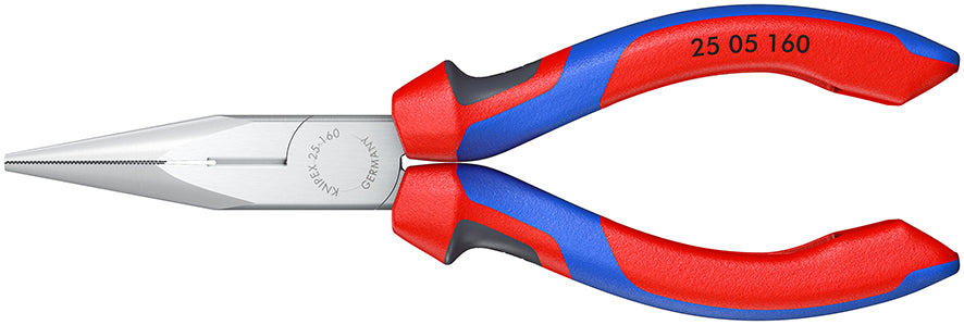 KNIPEX 25 05 160 SB Pinza de punta larga con filos de corte con mangos ergonómicos cromada 160 mm (6.25″)