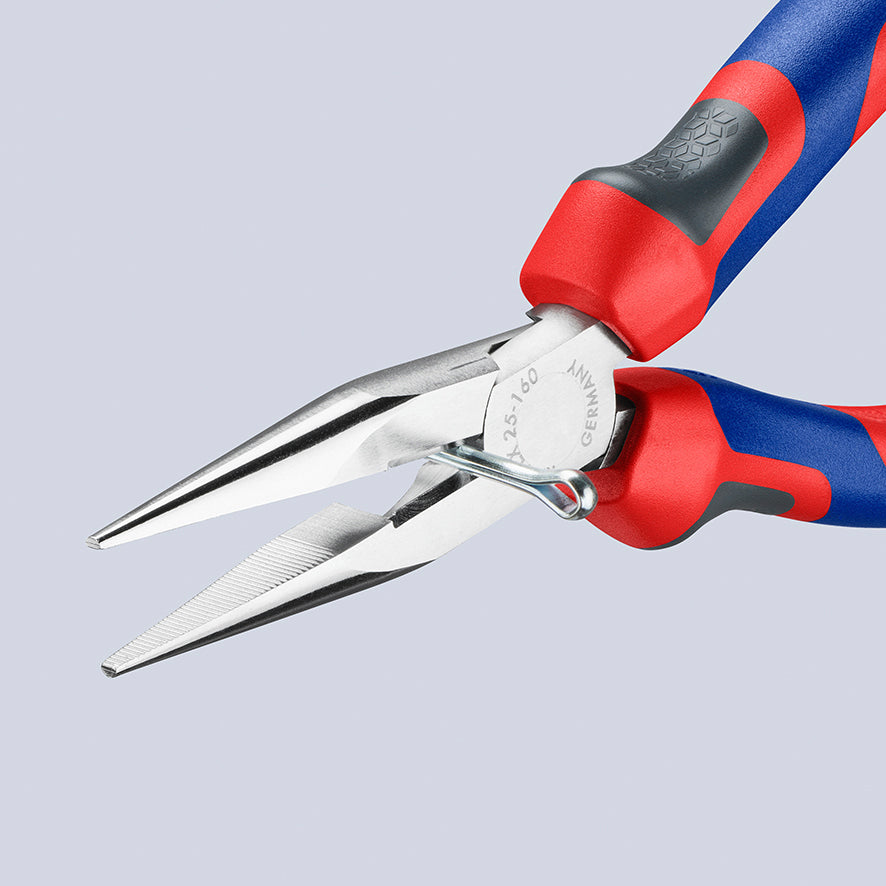 KNIPEX 25 05 160 SB Pinza de punta larga con filos de corte con mangos ergonómicos cromada 160 mm (6.25″)
