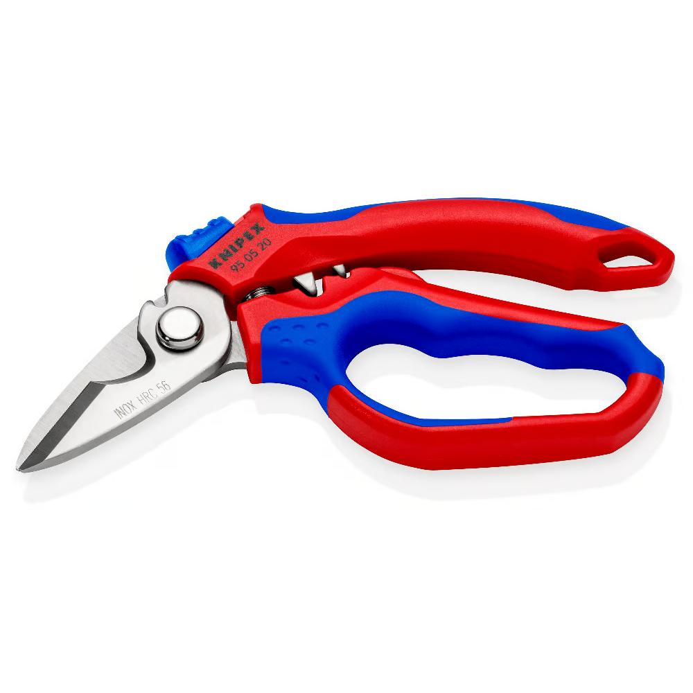 KNIPEX 95 05 20 SB Tijeras de electricista acodadas con mangos en dos componentes, reforzadas con fibra de vidrio pulido espejo 160 mm