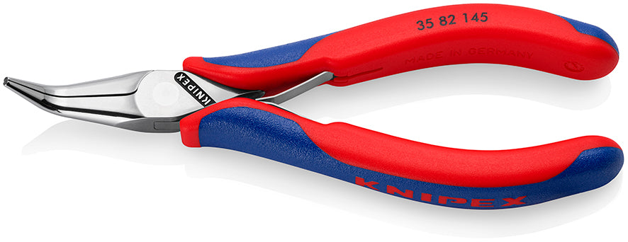 KNIPEX 35 82 145 Pinza de punta semi-redonda ángulo de 45º para electrónica con mangos ergonómicos pulido espejo 145 mm (5.75'')