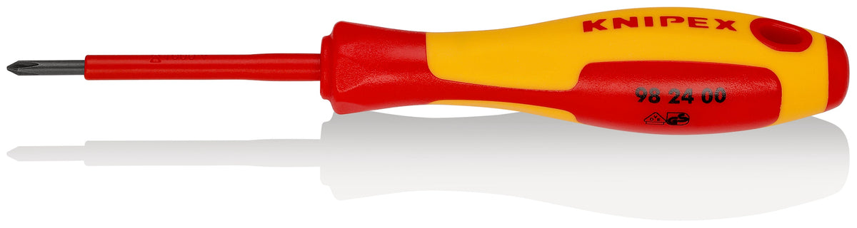 KNIPEX 98 24 00 Desarmador de cruz Phillips aislado PH0 con mango ergonómico 1000V bruñido 162 mm (6.25'')