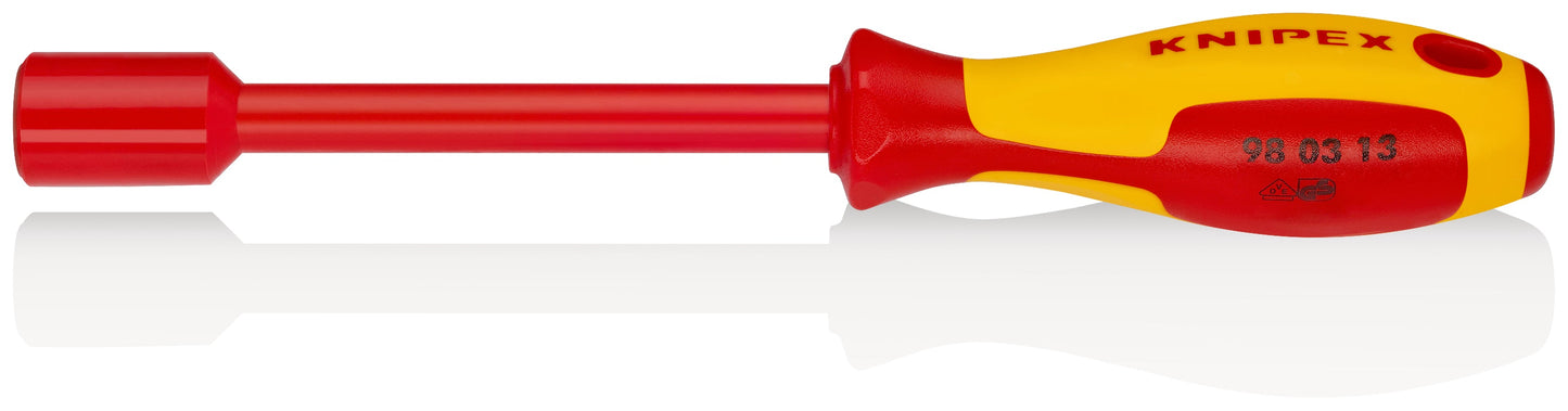 KNIPEX 98 03 13 Desarmador hexagonal tipo dado aislado 13 mm con mango ergonómico 1000V bruñido 237 mm (9.25'')