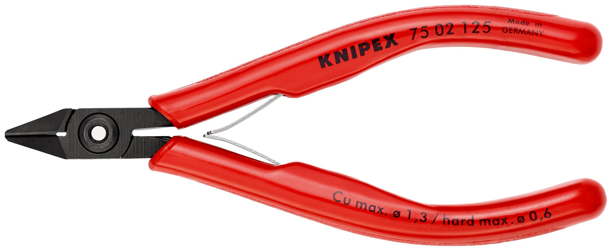 KNIPEX 75 02 125 SB Pinza de corte diagonal para electrónica con mangos de plástico bruñido 125 mm (5'')