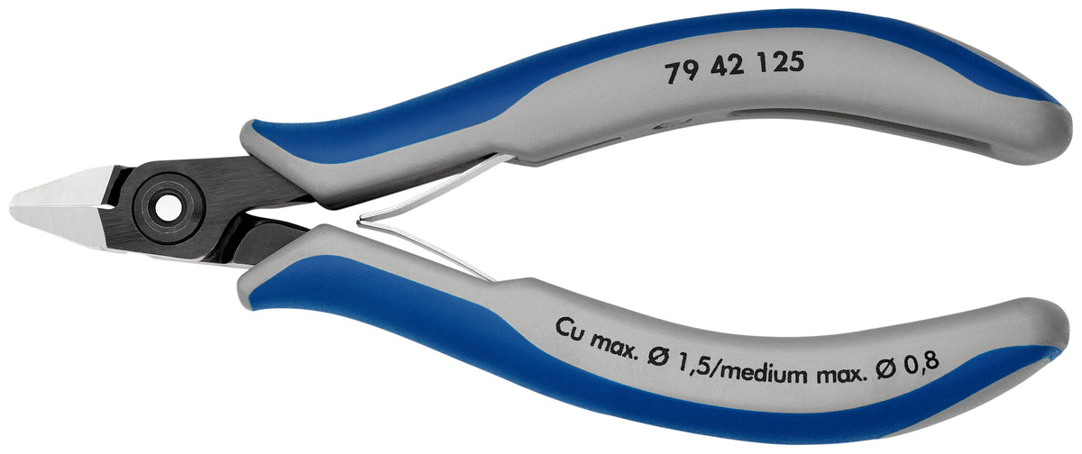 KNIPEX 79 42 125 Pinzas de precisión de corte diagonal para electrónica con mangos en dos componentes bruñido 125 mm