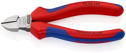 KNIPEX 70 02 140 SB Pinza de corte diagonal con mangos ergonómicos pavonada 140 mm (5.5'')
