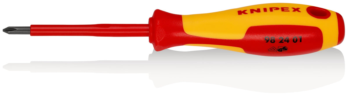 KNIPEX 98 24 01 Desarmador de cruz Phillips aislado PH1 con mango ergonómico 1000V bruñido 187 mm (7.25'')