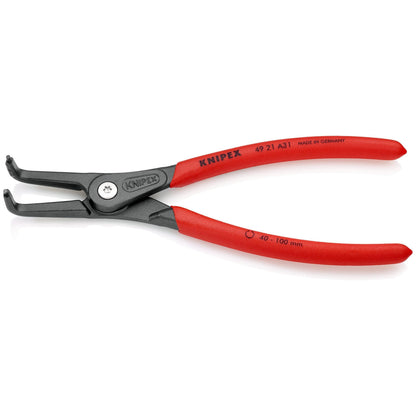 KNIPEX 49 21 A31 SB Pinza para anillos de retención exteriores de precisión con puntas ángulo 90° con mangos de plástico pavonada 210 mm (8'')
