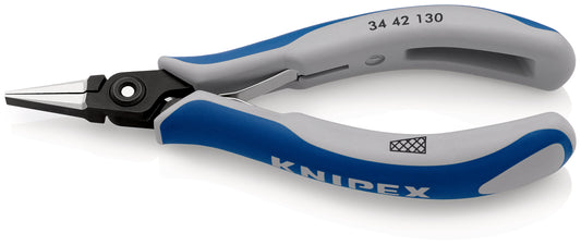 KNIPEX 34 42 130 Pinza de precisión de montaje para electrónica con mangos multicomponentes Barnizados 130 mm