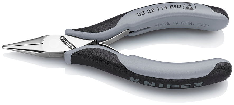 KNIPEX 35 22 115 ESD Pinza de montaje para electrónica ESD con articulación machihembrada con mangos multicomponentes 115 mm