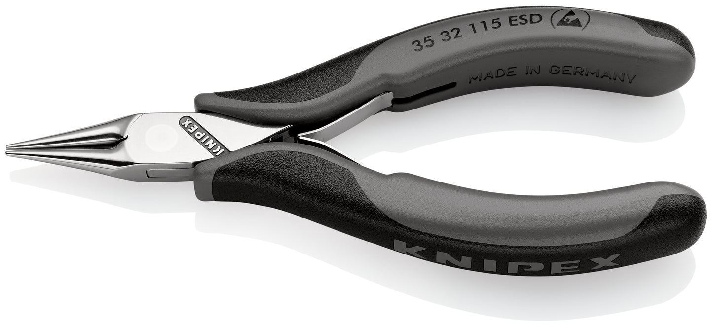 KNIPEX 35 32 115 ESD Pinza de montaje para electrónica ESD con articulación machihembrada con mangos multicomponentes 115 mm