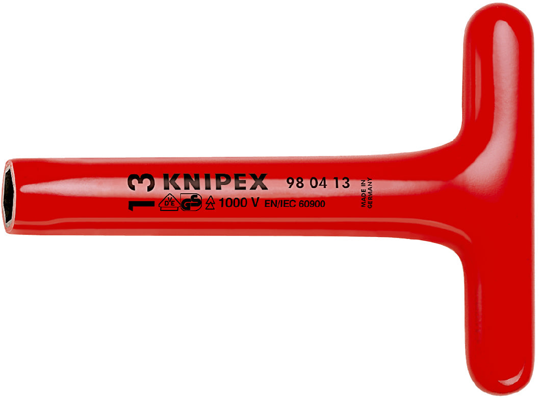 KNIPEX 98 04 22 Llave hexagonal tipo dado aislada 22 mm con mango en forma de T 1000V 200 mm (8'')