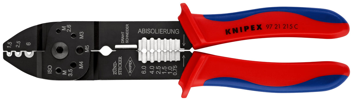 KNIPEX 97 21 215 C Pinzas para engarzar terminales con mangos en dos componentes Negro, lacado 230 mm