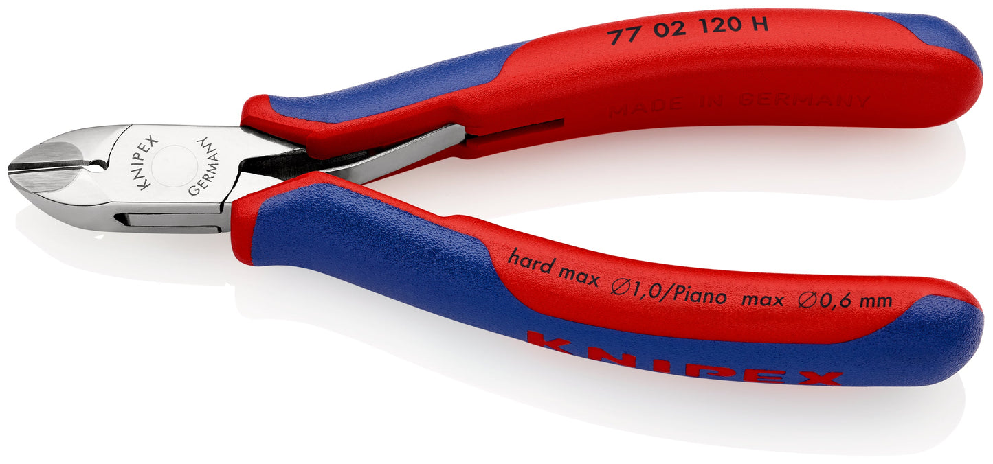 KNIPEX 77 02 120 H Pinza de corte diagonal para electrónica con filo de corte de metal duro con mangos en dos componentes 120 mm