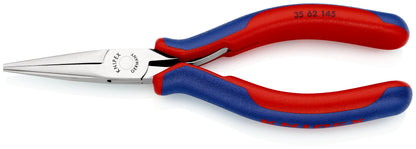KNIPEX 35 62 145 SB Pinza de punta semi-redonda para electrónica con mangos ergonómicos pulido espejo 145 mm (5.75'')