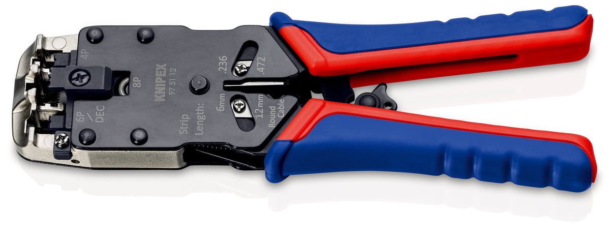 KNIPEX 97 51 12 SB Pinza para ponchar terminales Western con mangos en dos componentes bruñido 200 mm