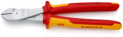 KNIPEX 74 06 250 Pinza aislada de corte diagonal de alta palanca con mangos ergonómicos 1000V cromada 250 mm (10'')