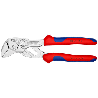 KNIPEX 86 05 150 Pinza de extensión y llave en una sola herramienta con mangos ergonómicos cromada 150 mm (6'')