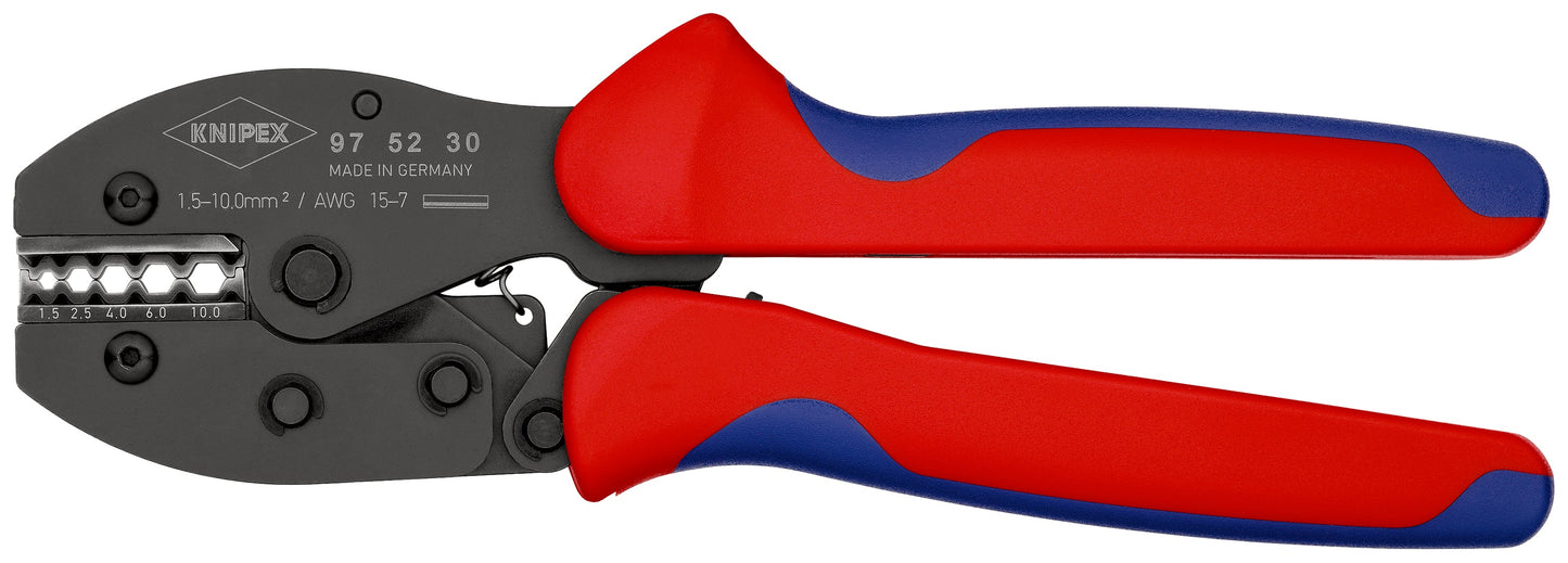 KNIPEX 97 52 30 PreciForce® Pinzas para engarzar terminales con mangos en dos componentes bruñido 220 mm