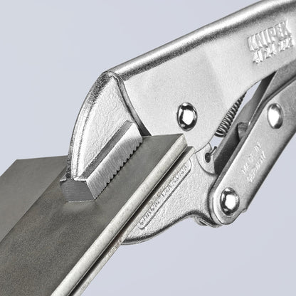 KNIPEX 41 24 225 Pinza de presión con mordaza recta mangos sin recubrimiento galvanizada 225 mm (9'')
