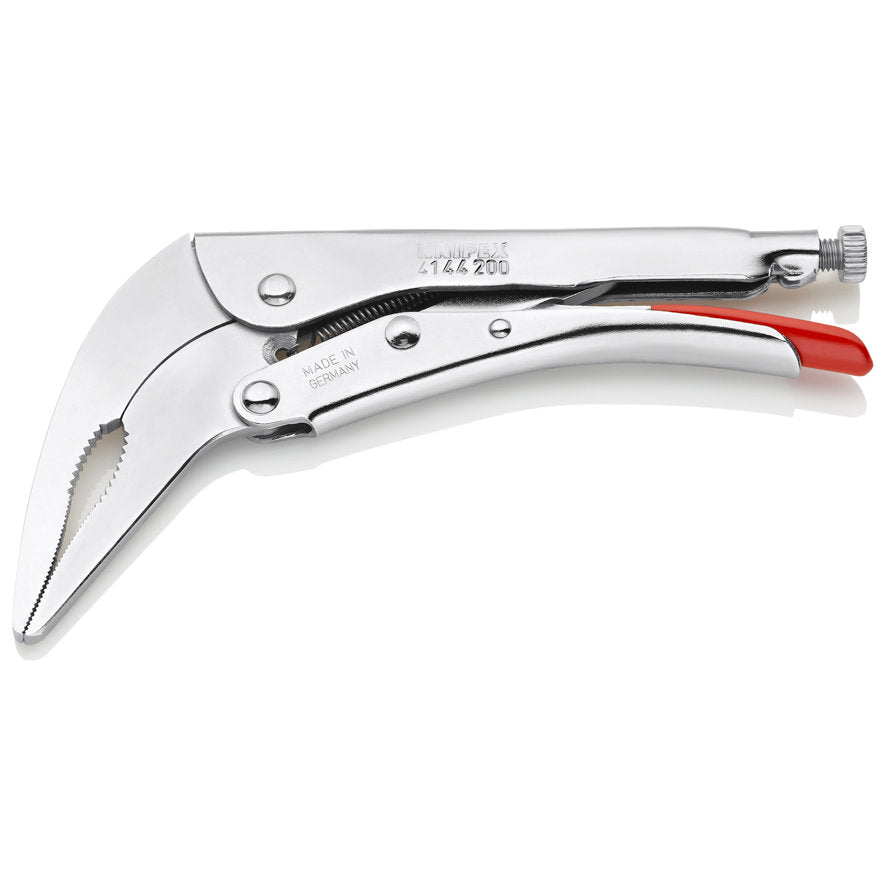 KNIPEX 41 44 200 Pinza de presión de punta larga angulada mangos sin recubrimiento galvanizada 200 mm (8'')